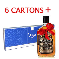 6 Cartons of Vogue Blue Super Slim+Chivas Regal Whisky 50CL