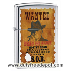 Zippo 28289 Classic High Polish Chrome Dead Or Alive Wanted Poster Windproof 