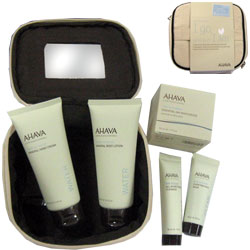 Ahava Care Kit: Body Lotion, Hand Cream,  Day Moisturizer and All in OneToning Cleanser 