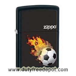 Zippo 28302 Classic Fiery Soccer Black Matte Zippo Logo Windproof Lighter